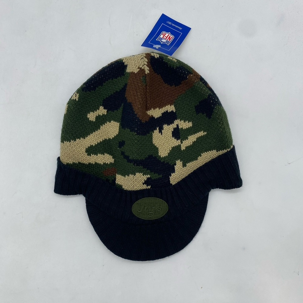 New York Jets Beanie Visor Hat Camouflage Knit One Size OSFA Sportswear